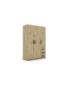 Full 2.0 armadio 3 ante battenti e 3 cassetti artisan--Legno naturale-Nobilitato-181 cmx120 cm