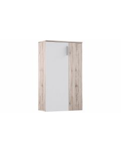 Blog scarpiera bianco e rovere naturale 2 ante-Contiene fino a 18 paia di scarpe-Legno naturale-Pannello-120