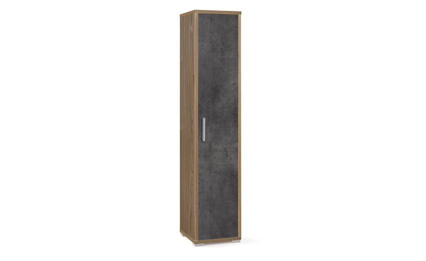 Work colonna 1 anta ufficio colore noce/ossido nero--Legno chiaro-Melaminico-182 cmx39 cm