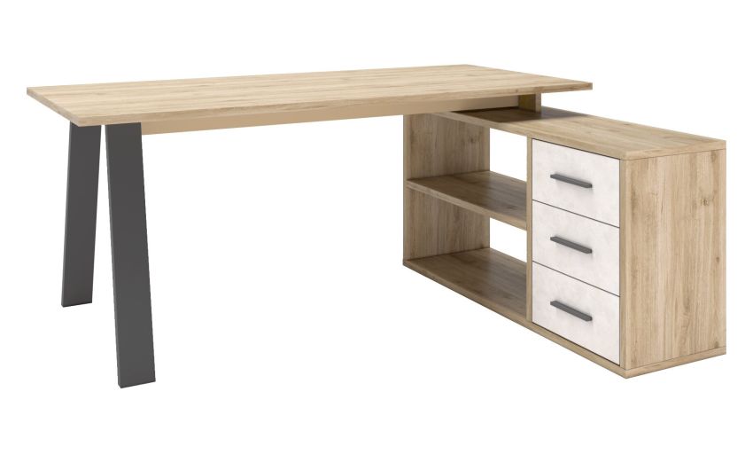 Beta scrivania angolare reversibile rovere chiaro l 180 cm-3 cassetti