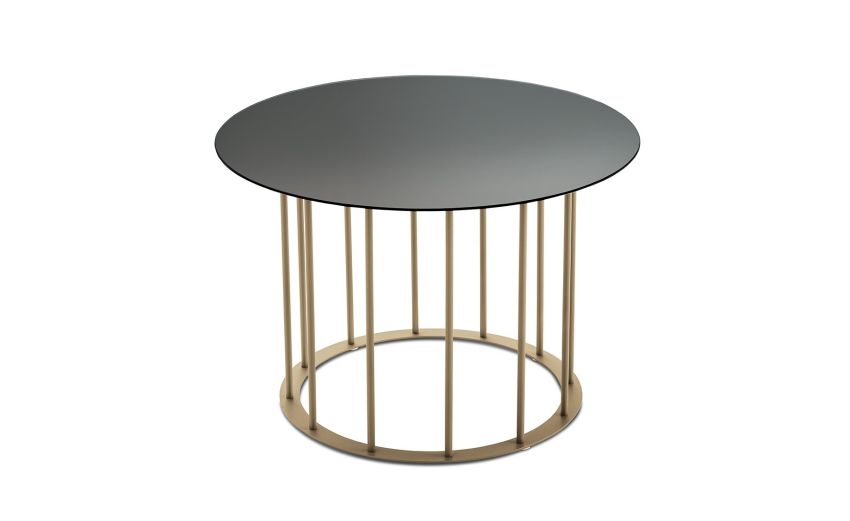 Chic tavolino rotondo Ø 45 metallo beige e piano grigio--Grigio-Metallo-40 cmx60 cm