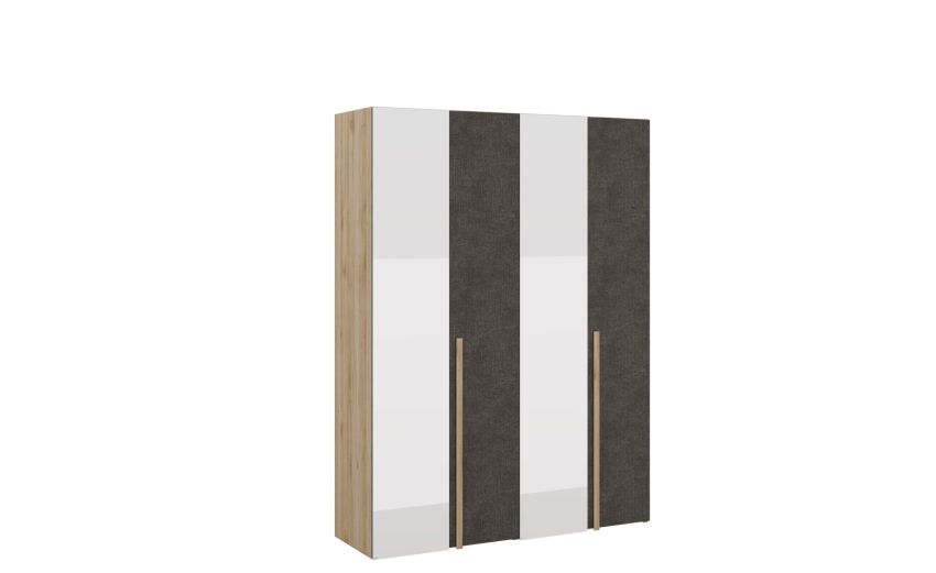 Laura armadio 4 ante battenti rovere e portland con specchi-In pannello nobiliato-Legno naturale-Pannello-238 cmx173 cm
