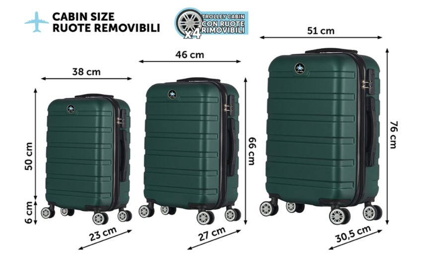 Set 3 trolley Panama verde--Verde
