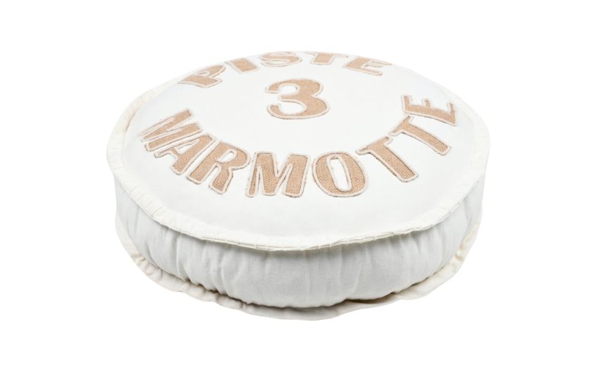 Chamonix cuscino in cotone beige Ø45 cm--Bianco-Cotone