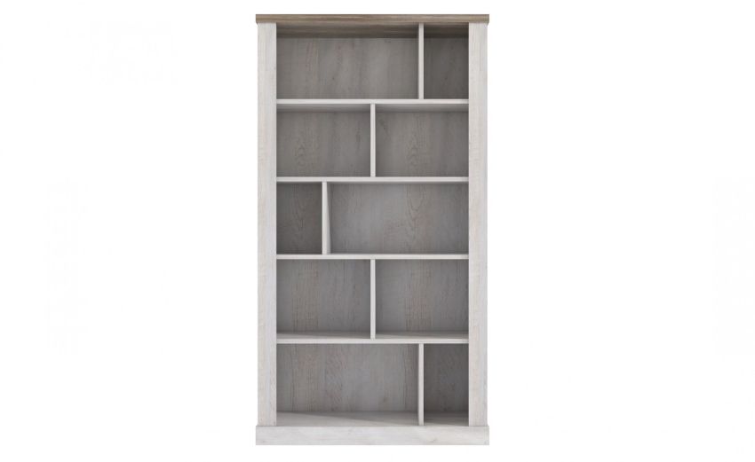 Volterra libreria 5 vani in laminato bianco e rovere-Misure L114