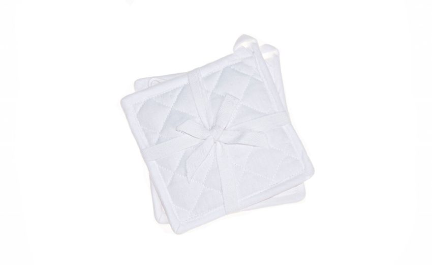 Greta set 2 presine in 100% cotone bianco- --Cotone-18 cmx18 cm