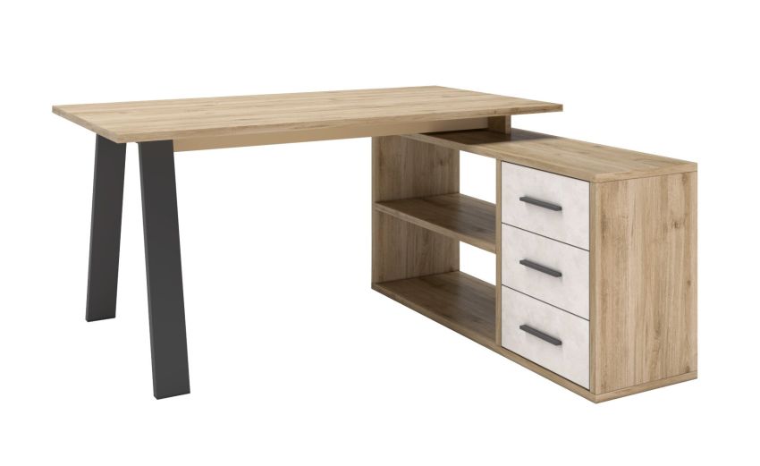 Beta scrivania angolare reversibile rovere chiaro l 160 cm-3 cassetti