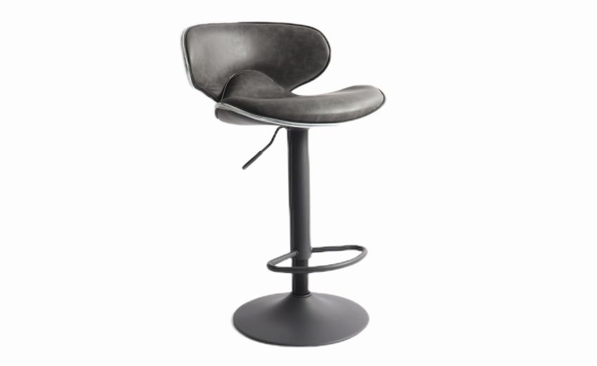 Elodie sgabello similpelle grigio-Altezza regolabile-Grigio-Similpelle-107 cmx46