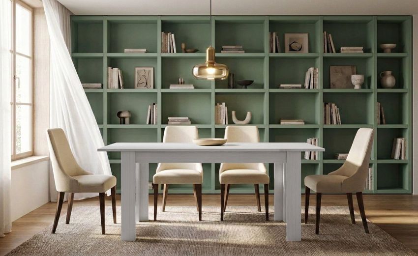 Gilda tavolo allungabile 160/200cm frassino ghiaccio-Con piano in pannello melaminico-Legno bianco-Nobilitato-78 cmx160 cm