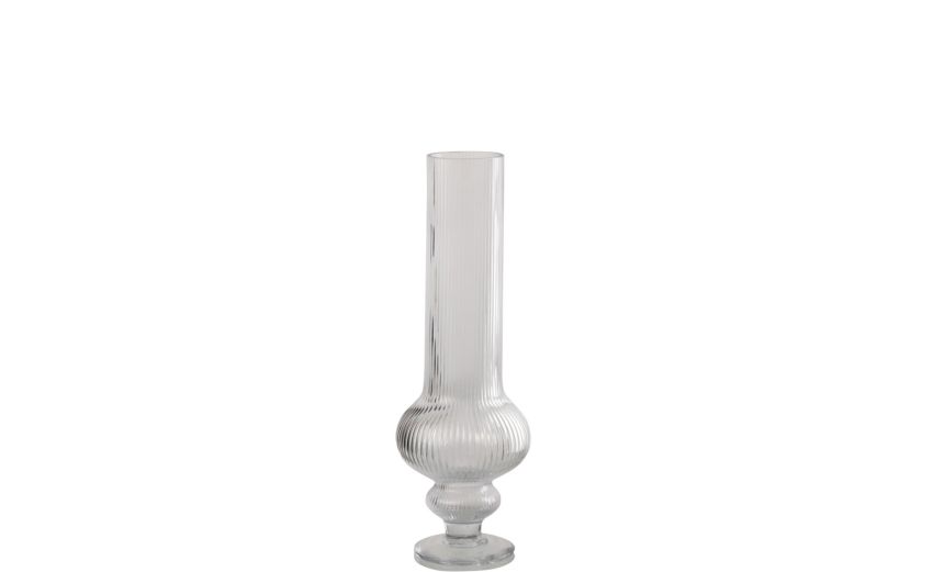 Ada Vaso rigato in vetro trasparente Medium--Trasparente-Vetro