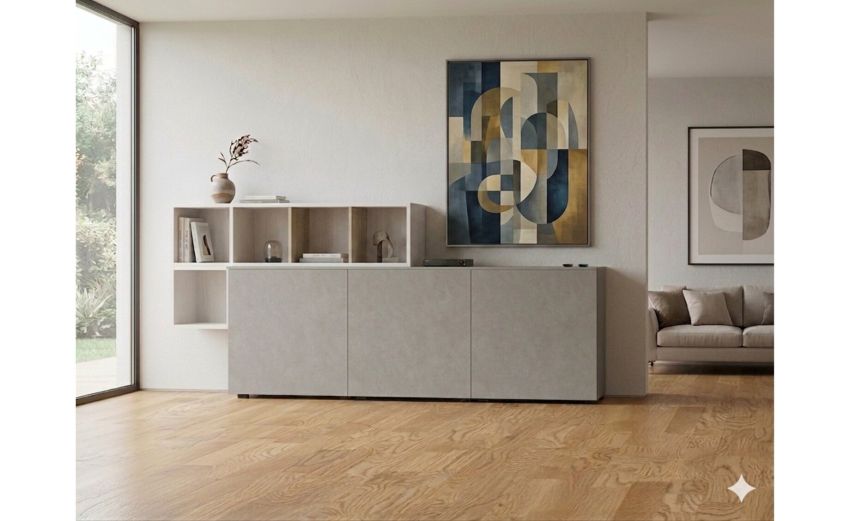 Linea Madia con Libreria White Clay Light----214