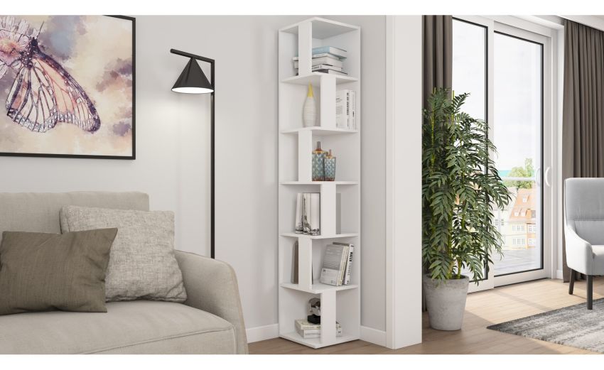 Corner libreria angolare bianca --Bianco-Melaminico-194 cmx40 cm