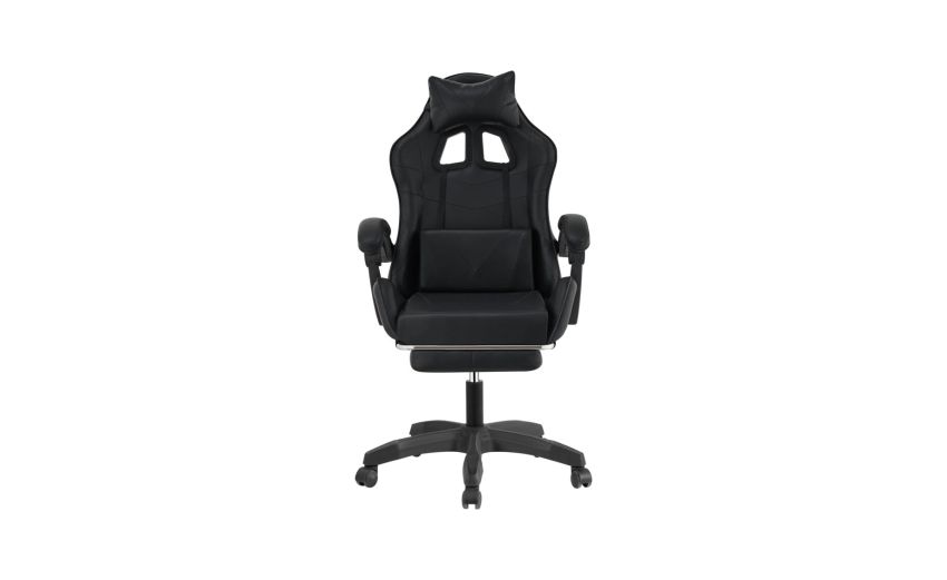 Player poltrona nera con pediera-Elevazione a gas-Nero-Pvc-85.97 cmx49.5 cm