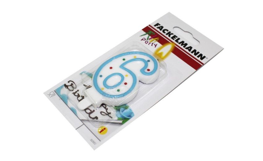 Candelina numero 6 azzurra
