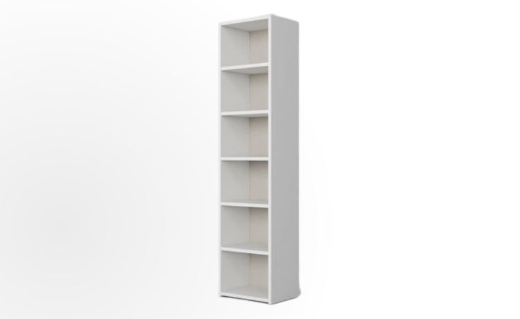 Cabrio libreria 6 vani bianca L.49-L.49 x H.208 x P.39 cm-Bianco-Pannello ecologico-208 cmx49 cm