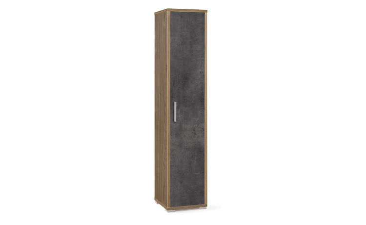 Work colonna 1 anta ufficio colore noce/ossido nero--Legno chiaro-Melaminico-182 cmx39 cm