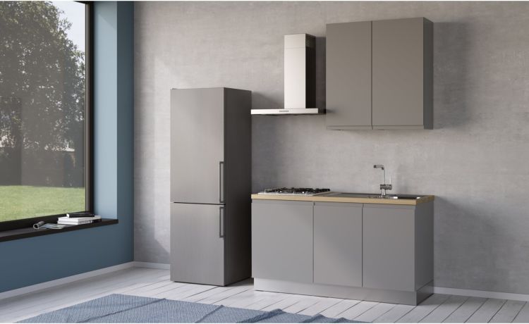 Iris cucina 150 cm colore grigio chiaro -1 elettrodomestico, Piano Cottura a GAS--Melaminico-240 cmx150 cm