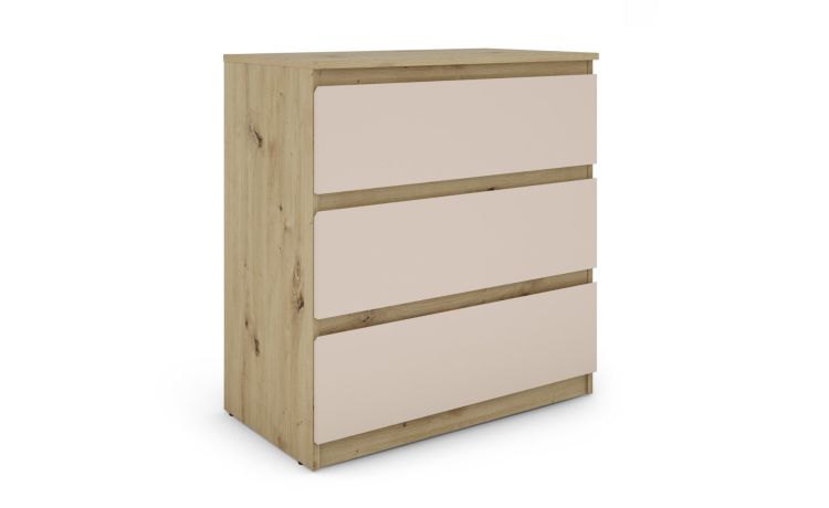 Delia como&#039; 3 cassetti rovere artisan/cachemire--Beige-Pannello melaminico-80 cmx75 cm