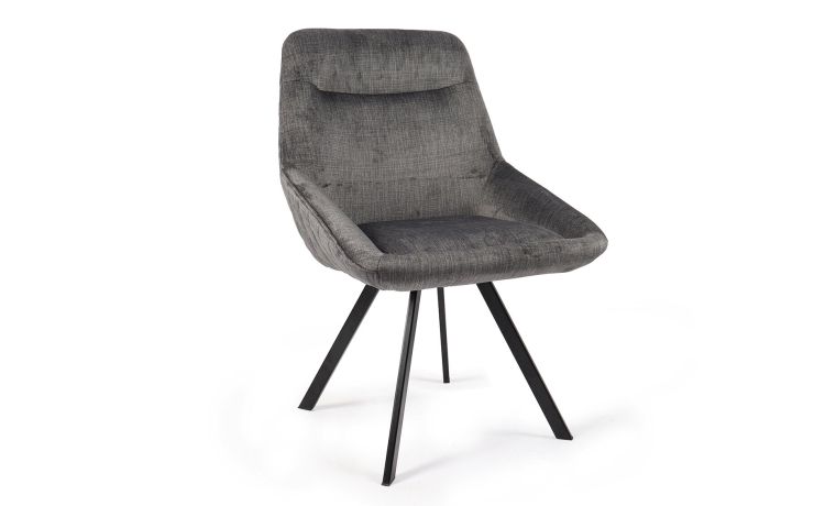 Emily sedia in tessuto effetto velluto grigio--Grigio scuro-Tessuto-89 cmx53 cm