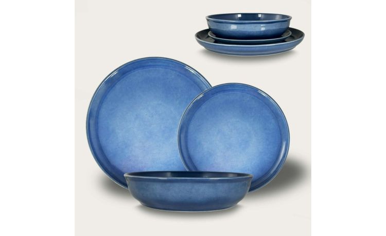 Piatto piano home blu ceramica Ø 27 cm