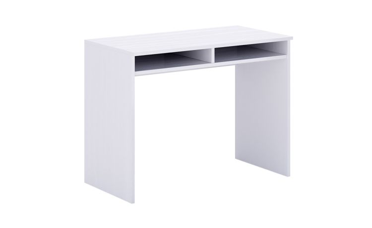 Mia scrittoio con vani a giorno bianco frassino-Misure L100 x P48 x H75 cm-Bianco-Nobilitato-75 cmx100 cm