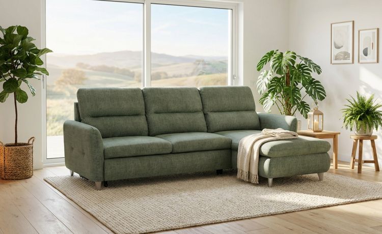 Oasi divano 3 posti con penisola verde--Verde-Tessuto-98 cmx255 cm