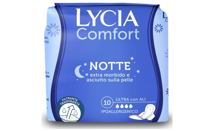 Lycia assorbenti ultrasottili notte con ali x 10