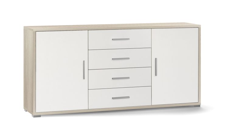 Work mobile basso ufficio 2 ante e 4 cassetti colore olmo--Legno chiaro-Melaminico-84 cmx173 cm