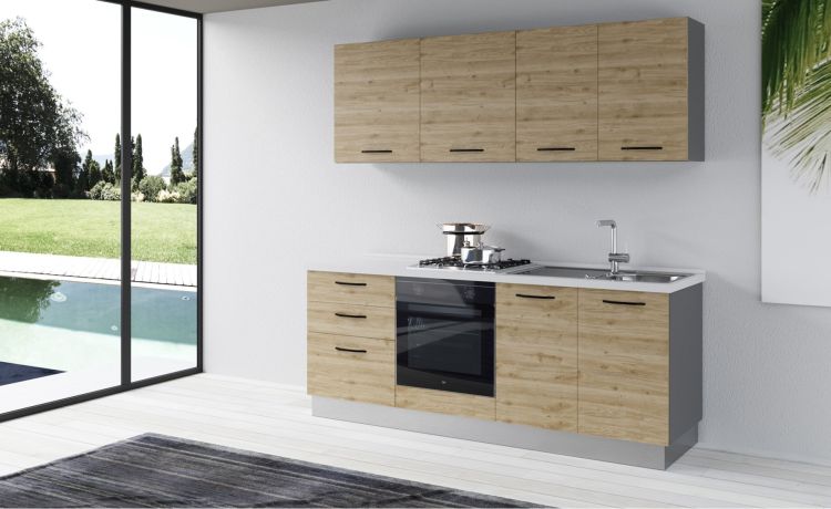 Gilda cucina 210 cm colore rovere cadiz -2 elettrodomestici