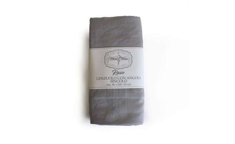 Lenzuolo con angoli in raso singolo tortora