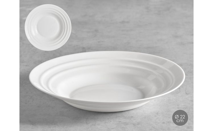 Piatto fondo onde opale bianco Ø22 cm--Bianco-Vetro opale
