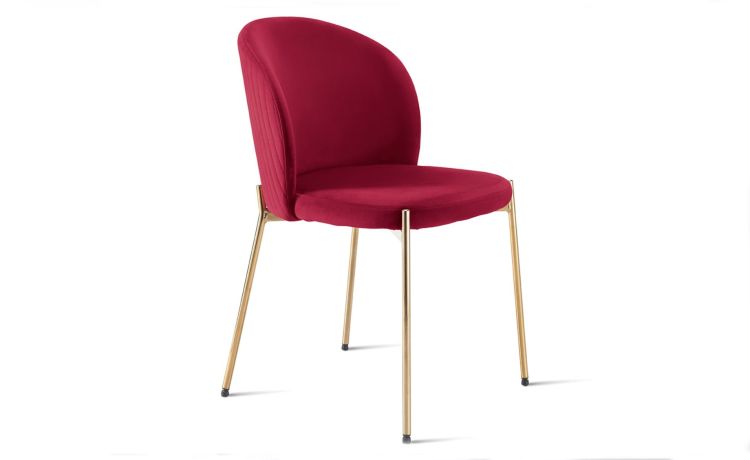 Gold sedia in velluto rosso-Struttura in metallo dorato-Rosso-Velluto-80 cmx55 cm