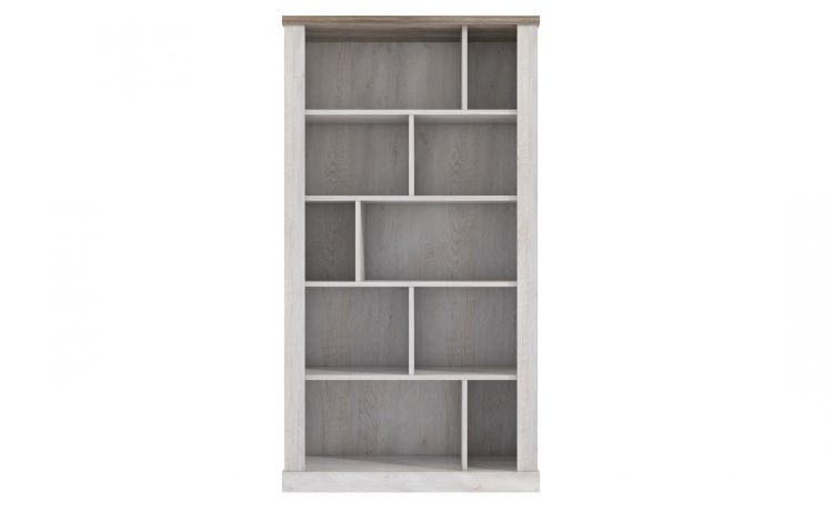 Volterra libreria 5 vani in laminato bianco e rovere-Misure L114