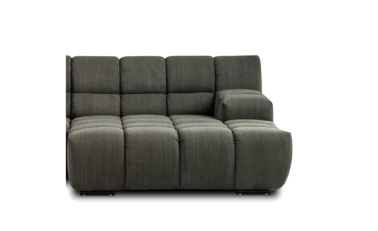 Fellini elemento 1 posto con penisola in tessuto verde-Divano componibile-Bianco-Tessuto-83 cmx141 cm