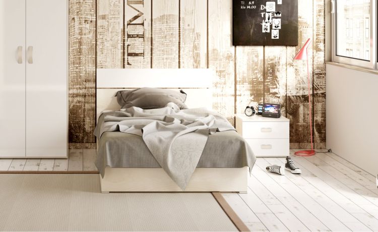 York letto piazza e mezza contenitore bianco-In pannello