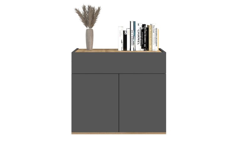 Garda base 2 ante, 1 cassetto antracite/rovere wotan L80 cm