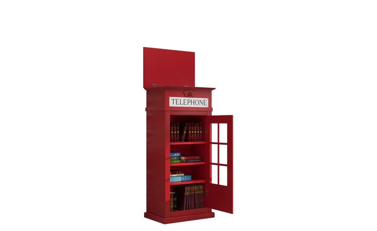 Street cabina libreria bianca con 1 anta battente in vetro-In pannello