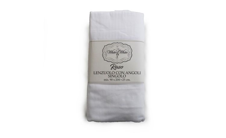 Lenzuolo con angoli in raso singolo bianco---100% Cotone-Singolo