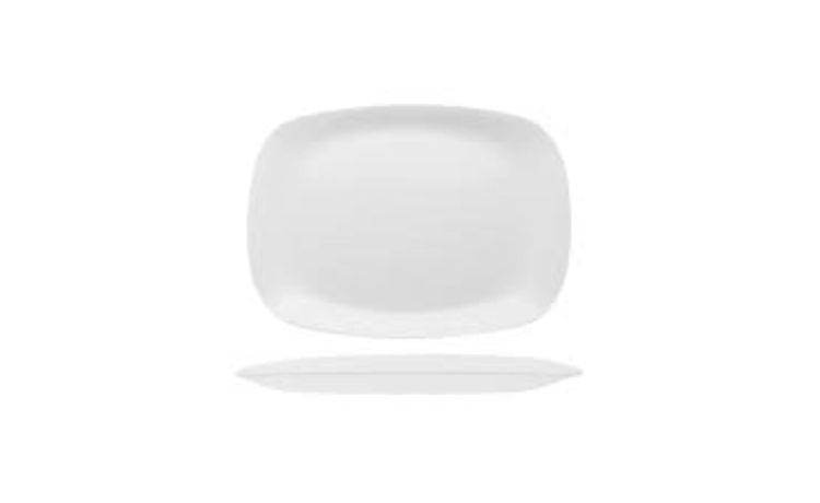 Piatto BBQ vetro OPL bianco Dim 33x24cm