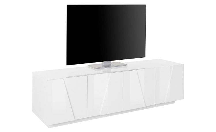 Cross porta tv 4 ante in pannello nobilitato bianco lucido--Bianco-Pannello-46 cmx162.4 cm