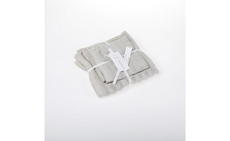 Wave Set 2 Asciugamani Perla 100% Cotone Stone Washed-Con bordo rigato-Grigio chiaro-Cotone