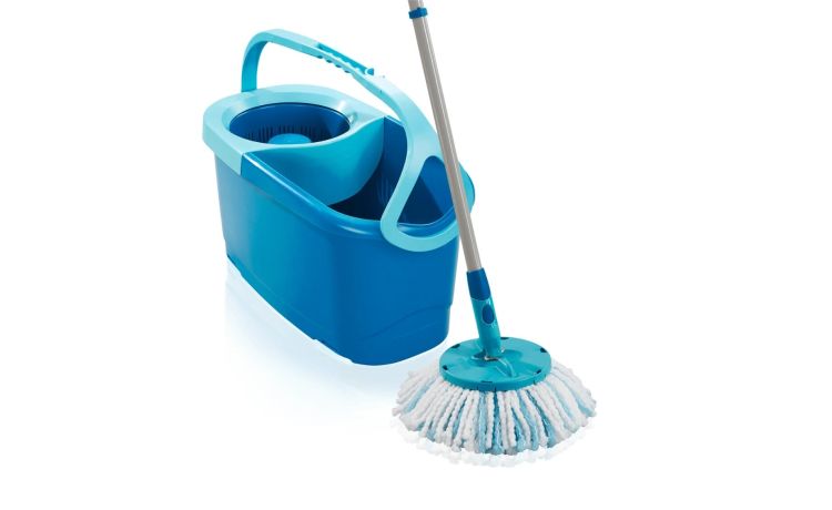 Leifheit set clean twist rotation, lavapavimenti flessibile mop rotante-Con manico regolabile