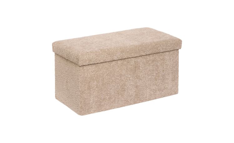 Pouf contenitore pieghevole Soana beige scuro 76 × 38 cm-Seduta doppia con vano contenitore
