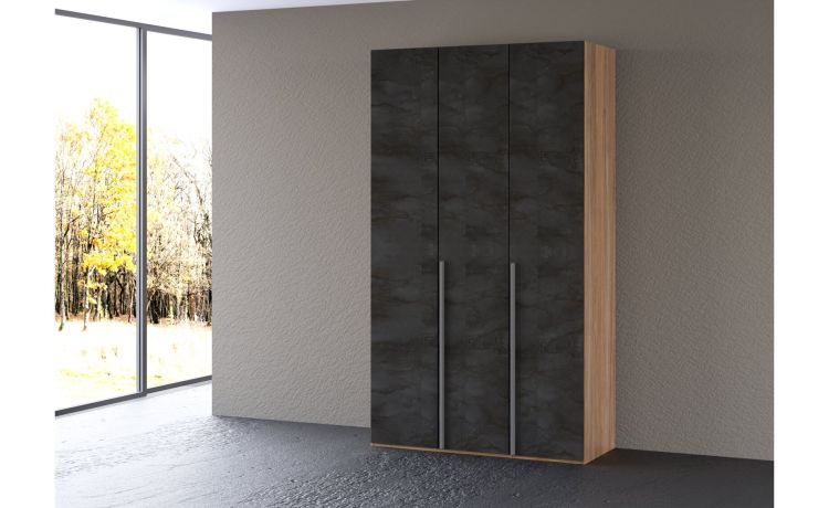 Mia armadio 3 ante noce biondo e ossido--Legno scuro-Nobilitato-238 cmx121 cm