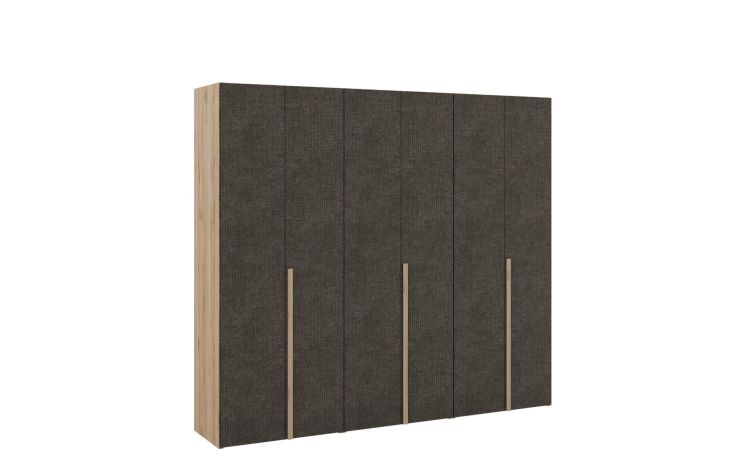 Laura armadio 6 ante battenti rovere e portland-In pannello nobiliato-Legno naturale-Pannello-238 cmx258 cm