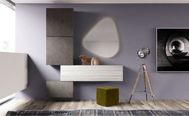 Gilda ingresso composizione n.38 colore frassino ghiaccio/portland- L.170 P.33 H.212 cm--Pannello-212 cmx170 cm