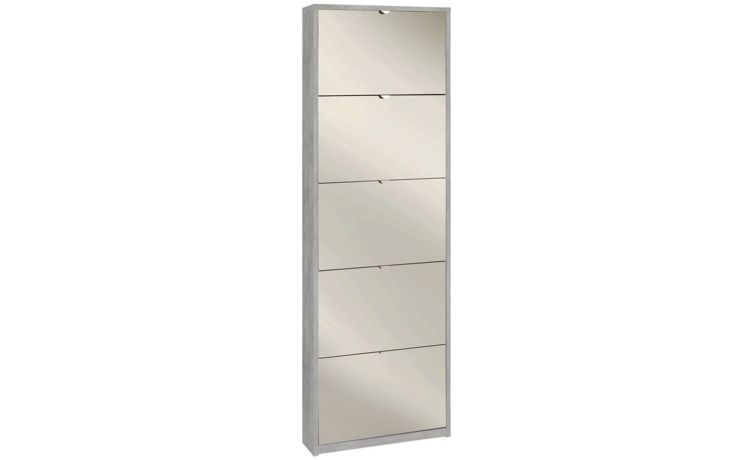 Scarpiera Lady – 5 ante – bianco ossidato/specchio-Doppia profondità