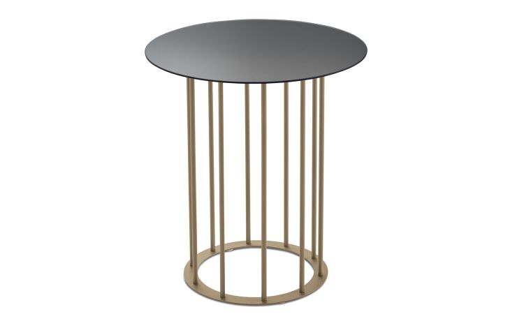 Chic tavolino rotondo Ø 45 metallo beige e piano grigio--Grigio-Metallo-50 cmx45 cm