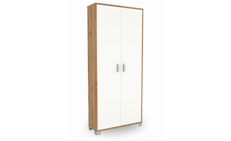 Alessia mobile multiuso rovere cadiz/bianco 2 ante 8 ripiani--Legno chiaro-Pannello-190 cmx83 cm