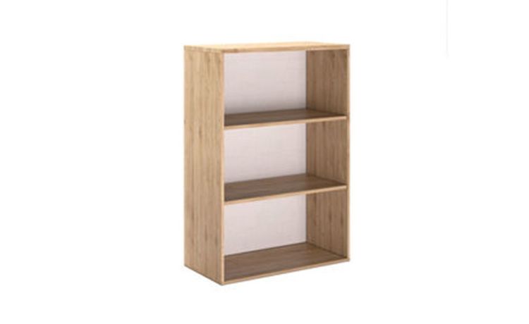 Beta libreria 3 vani h 125 cm-Misure L 90 X P 37 X H 125 cm-Legno naturale-Melaminico-125 cmx90 cm